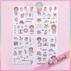 [HOTIS] Set 4 tấm sticker cô bé cute trang trí sổ tay, bàn học - 18x10.5cm