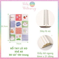 Sổ lò xo A5 kẻ ngang DUMEI sổ tay dễ thương 60 tờ/ 120 trang