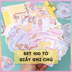 [HOTIS] Set 100 tờ giấy ghi chú MUYU hoạt hình dễ thương, không keo dính