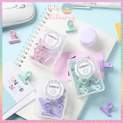 [HOTIS] Kẹp giấy kim loại màu Macaron Paper Clip kẹp bướm giữ tài liệu