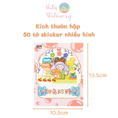 [HOTIS] 50 MẪU - Sticker dán sổ hoạt hình Colorful Dream - 50 tờ/ hộp