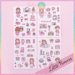 [HOTIS] Set 4 tấm sticker cô bé cute trang trí sổ tay, bàn học - 18x10.5cm