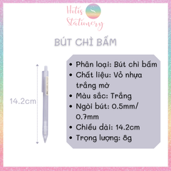 [HOTIS] Bút chì bấm kim vỏ nhựa trong suốt - Ngòi 0.5mm/ 0.7mm