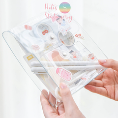 Túi đựng bút, dụng cụ học tập, mỹ phẩm PVC trong suốt siêu cute hotis-stationery