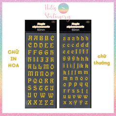 [HOTIS] Sticker chữ in hoa/ thường màu vàng bạc ánh kim trang trí sổ bullet journal
