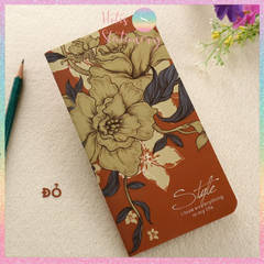 [HOTIS] Sổ tay mini vintage STYLE hoa văn cổ điển giấy kraft nâu - Khổ 17.2x9cm - 48 trang