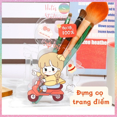 [HOTIS] Ống đựng bút acrylic trong suốt để bàn, hộp đựng cọ trang điểm - Nhiều hình dễ thương