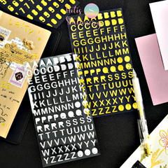 Sticker nhãn dán chữ số PET ánh kim trang trí sổ