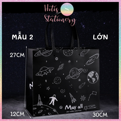 [HOTIS] Túi quà tặng hành tinh đen huyền bí có quai xách và tặng kèm ruy băng thắc nơ