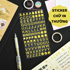 Sticker nhãn dán chữ số PET ánh kim trang trí sổ