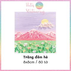 [HOTIS] [16 MẪU] Tệp 80 tờ giấy ghi chú tranh phong cảnh, giấy note hình thú đáng yêu - 8x8cm