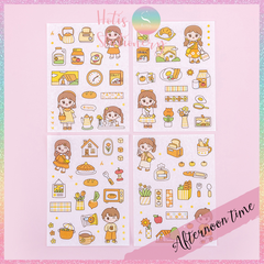 [HOTIS] Set 4 tấm sticker cô bé cute trang trí sổ tay, bàn học - 18x10.5cm