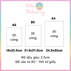 [HOTIS] Bìa còng sắt có dây chun nút cài - Binder A5/ B5/ A4 - 2 màu Trắng/ Đen