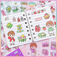 [HOTIS] Set 4 tấm sticker cô bé cute trang trí sổ tay, bàn học - 18x10.5cm