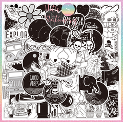 [HOTIS] Set Sticker nhiều mẫu size lớn 5 - 8cm, nhãn dán cán màng phim PVC không thấm nước, dán được nhiều lần