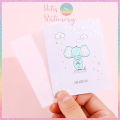 [HOTIS] Thiệp giấy mini gấp gọn kèm bao giấy can - 10 x 8cm - 12 mẫu