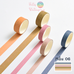 Hộp 5 cuộn washi tape màu trơn dài 2m