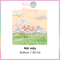 [HOTIS] [16 MẪU] Tệp 80 tờ giấy ghi chú tranh phong cảnh, giấy note hình thú đáng yêu - 8x8cm