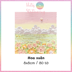 [HOTIS] [16 MẪU] Tệp 80 tờ giấy ghi chú tranh phong cảnh, giấy note hình thú đáng yêu - 8x8cm