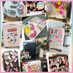 [HOTIS] Set Sticker nhiều mẫu size lớn 5 - 8cm, nhãn dán cán màng phim PVC không thấm nước, dán được nhiều lần