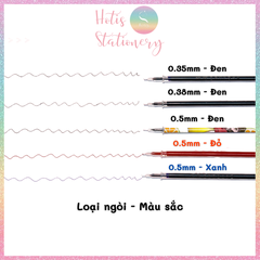 [HOTIS] Ruột bút gel thay thế dùng cho bút có nắp - Xanh/ Đen/ Đỏ - 0.35/ 0.38/ 0.5mm