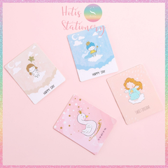 [HOTIS] Thiệp giấy mini gấp gọn kèm bao giấy can - 10 x 8cm - 12 mẫu