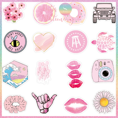 [HOTIS] Set Sticker nhiều mẫu size lớn 5 - 8cm, nhãn dán cán màng phim PVC không thấm nước, dán được nhiều lần