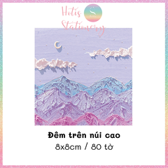 [HOTIS] [16 MẪU] Tệp 80 tờ giấy ghi chú tranh phong cảnh, giấy note hình thú đáng yêu - 8x8cm