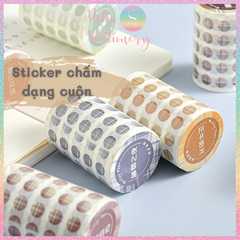 [HOTIS] Cuộn sticker chấm tròn kẻ sọc phối màu, cuộn dài 3m trang trí sổ, bullet journal