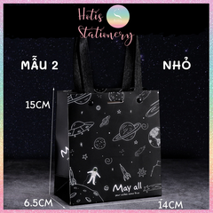 [HOTIS] Túi quà tặng hành tinh đen huyền bí có quai xách và tặng kèm ruy băng thắc nơ