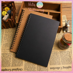 [HOTIS] Sổ lò xo bìa cứng kraft nâu đen - Khổ B5/ A5/ 32K - 50 tờ - 80gsm