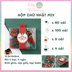 [HOTIS] Bộ Quà tặng VPP Giáng Sinh - Combo kẹp giấy, kẹp bướm, đinh ghim, nam châm, đồ bấm kim và kim bấm