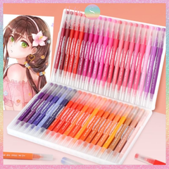 [HOTIS] Bút lông hai đầu nắp trong, tô màu vẽ tranh gốc nước Dual tip brush pen - Bộ 12/24/36 màu