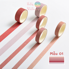 Hộp 5 cuộn washi tape màu trơn dài 2m