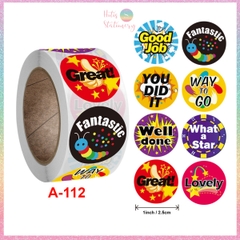 [HOTIS] Sticker Cuộn 500 Nhãn Dán Khen Thưởng Học Sinh - Tạo Động Lực, Kích Thích Học Tập, Phù Hợp Giáo Viên & Phụ Huynh