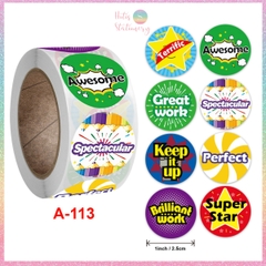 [HOTIS] Sticker Cuộn 500 Nhãn Dán Khen Thưởng Học Sinh - Tạo Động Lực, Kích Thích Học Tập, Phù Hợp Giáo Viên & Phụ Huynh