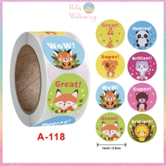 [HOTIS] Sticker Cuộn 500 Nhãn Dán Khen Thưởng Học Sinh - Tạo Động Lực, Kích Thích Học Tập, Phù Hợp Giáo Viên & Phụ Huynh