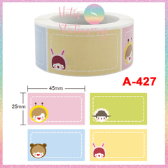 [HOTIS] Cuộn 200-300 tem dán sticker nhãn ghi tên dán sách vở, chai lọ, hộp nhựa