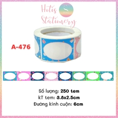 [HOTIS] Cuộn 200-300 tem dán sticker nhãn ghi tên dán sách vở, chai lọ, hộp nhựa