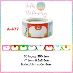 [HOTIS] Cuộn 200-300 tem dán sticker nhãn ghi tên dán sách vở, chai lọ, hộp nhựa