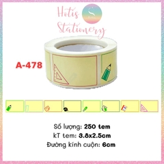 [HOTIS] Cuộn 200-300 tem dán sticker nhãn ghi tên dán sách vở, chai lọ, hộp nhựa