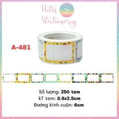 [HOTIS] Cuộn 200-300 tem dán sticker nhãn ghi tên dán sách vở, chai lọ, hộp nhựa