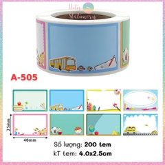 [HOTIS] Cuộn 200-300 tem dán sticker nhãn ghi tên dán sách vở, chai lọ, hộp nhựa
