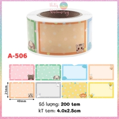 [HOTIS] Cuộn 200-300 tem dán sticker nhãn ghi tên dán sách vở, chai lọ, hộp nhựa