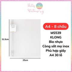 [HOTIS] Binder File còng sắt KLONG A4 B5 A5 bìa nhựa PP vân chéo dễ dàng thay giấy