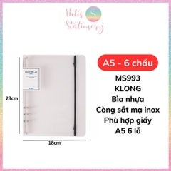 [HOTIS] Binder File còng sắt KLONG A4 B5 A5 bìa nhựa PP vân chéo dễ dàng thay giấy