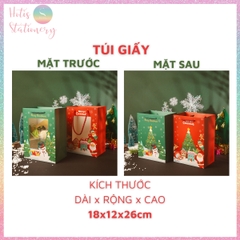 [HOTIS] Túi giấy đựng quà tặng Giáng Sinh Noel Merry Christmas mặt kính trong suốt, hộp quà Noel Mini