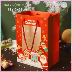 [HOTIS] Túi giấy đựng quà tặng Giáng Sinh Noel Merry Christmas mặt kính trong suốt, hộp quà Noel Mini