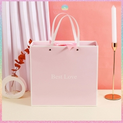 [HOTIS] Túi giấy đựng quà tặng Best Love trắng hồng quai xách KT 22x22x11cm - Lễ Tình nhân, sinh nhật, tặng quà