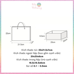 [HOTIS] 14 mẫu - Set Hộp đựng quà tự gấp kèm Túi giấy tiện lợi tiết kiệm hơn KT 20x20x6cm